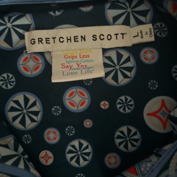 Gretchen Scott Designs Blue and Red Patterned Long Sleeve Dress - Picture 2 of 5